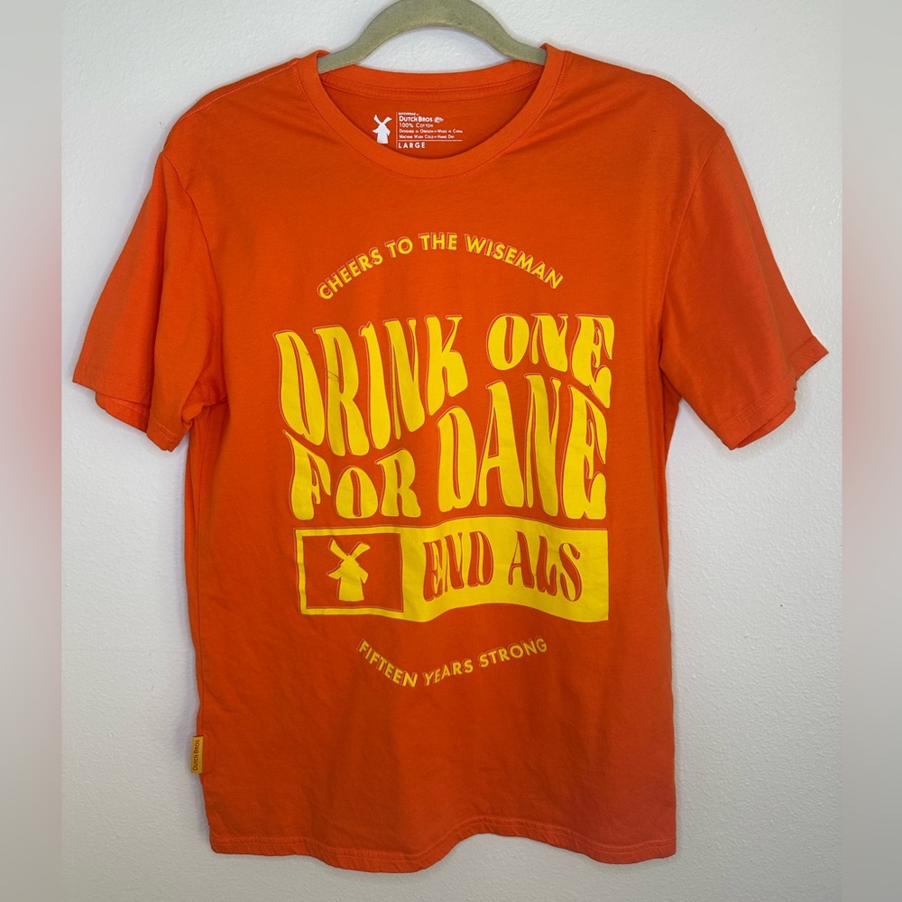 Dutch Bros T-Shirt Orange 'Drink One for Dane'